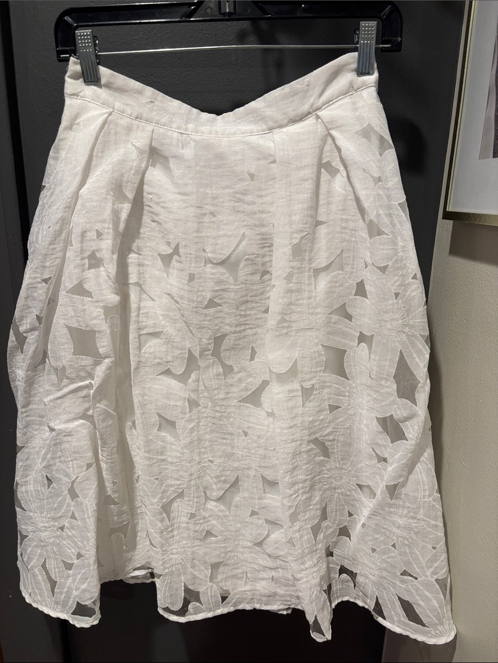 Alya White Floral Cutout A-Line Skirt